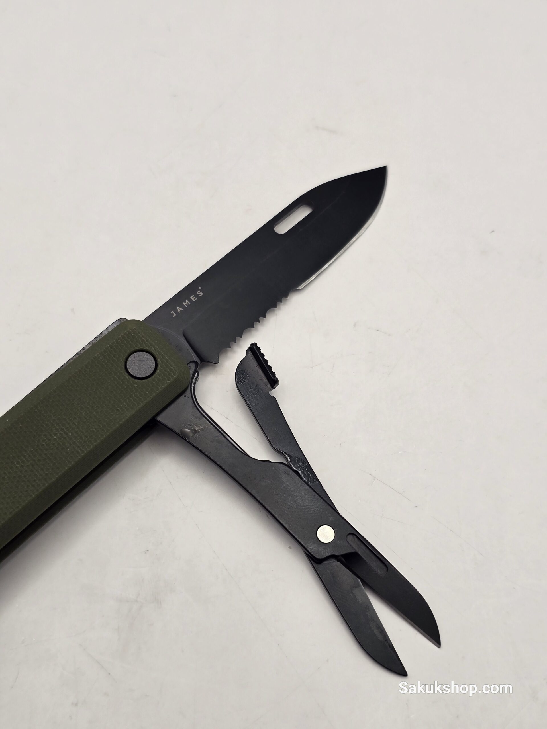 The James Brand Ellis Scissors, Black, OD Green, G10 - Image 7